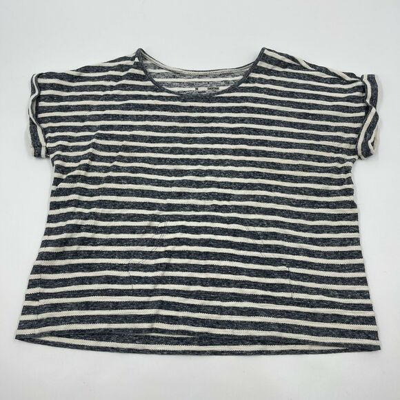 Style Co Essential Sweatshirt Women Plus 0X Black White Stripe Lightweight Basic - Picture 1 of 5